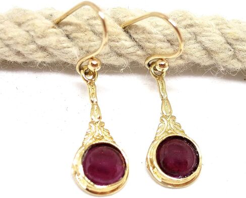 Garnet Earrings, 14k Gold plating drop dangle earrings, Red stone earrings, Victorian earrings, Dainty gold Earrings for women, Boho earrings, Gold Garnet dangle earrings, Everyday earrings in Saudi Arabia