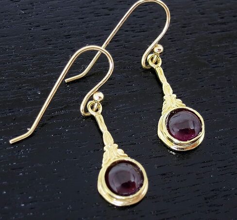 Garnet Earrings, 14k Gold plating drop dangle earrings, Red stone earrings, Victorian earrings, Dainty gold Earrings for women, Boho earrings, Gold Garnet dangle earrings, Everyday earrings in Saudi Arabia