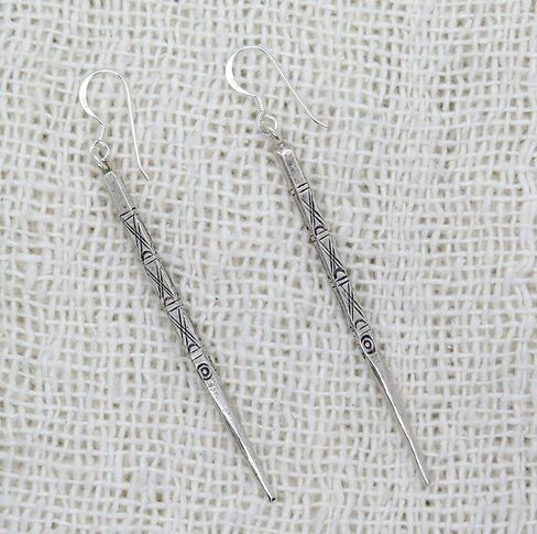 Sterling Silver Thick Needle Spike Long Dangle Earrings, 2 3/4" Long Handmade porcupine Thorn Earring, Gift for Her in Saudi Arabia