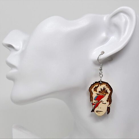 Rockstar Retro Dangle Earrings | Hand Painted Wood Drop Earring in Saudi Arabia