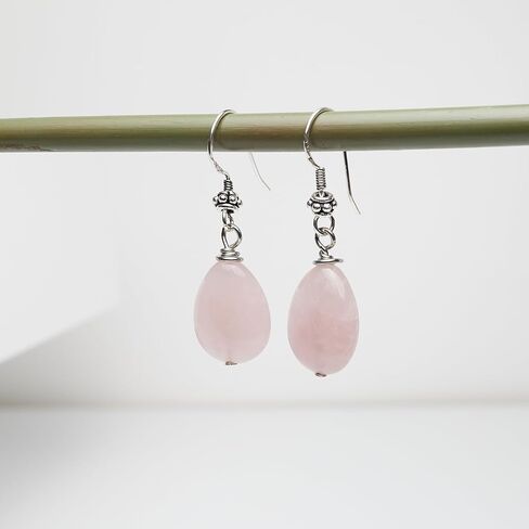 أقراط VN Jewelry النسائية المصنوعة يدويًا من الفضة الإسترليني والأحجار الكريمة الطبيعية المتدلية من اللازورد الأزرق والفيروز والملكيت والبقع الزرقاء للنساء والسيدات والفتيات (العقيق الأسود) in Saudi Arabia