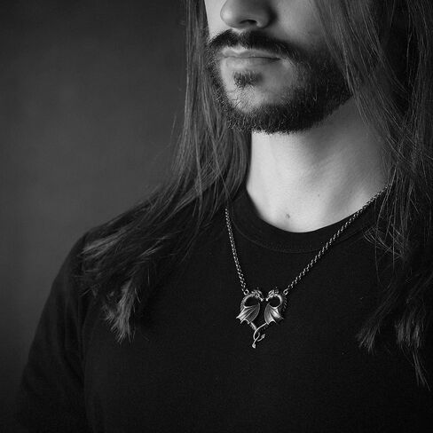 مجوهرات Baldur - قلادة قلب تنين مزدوجة للأزواج - قلادة تنين الحب التي لا نهاية لها - سحر عشاق المجوهرات بأجنحة تنين سلتيك - مجوهرات تنين رائعة للرجال والنساء - تميمة قلادة فضية in Kuwait