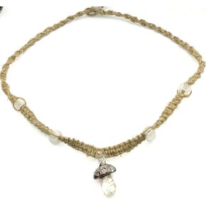 BEACH HEMP JEWELRY Purple Mushroom Necklace Hemp Choker Glow in the Dark Glass Pendant for Women Men Teen Girls Handmade In USA