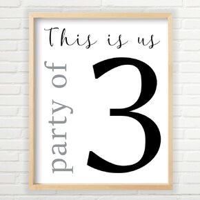 Party of 3 Wall Decor - Unframed Farmhouse Print (11x14 inch Party of 3 Sign, Farmhouse Decor, Great Gift, Party of Three Family Sign, Party of Three Sign, This Is Us Art, Party of 3 Family Sign) in Saudi Arabia