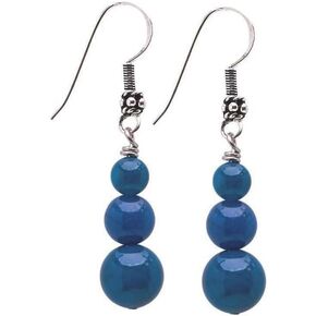 Handmade Women's Natural Gemstone Triple Beads and Sterling Silver Dangle Drop Earrings | Gemstone Beaded Dangle Earrings Gift Ideas for Women, Girls (Amethyst)