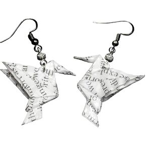 Assorted Styles Black White Book Page Origami Earrings, Bookworm 1st Anniversary Mothers Day Gift (Butterfly)