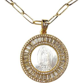 LEVLANC - قلادة Virgen De Guadalupe - مجوهرات مسيحية للنساء - مجوهرات مكسيكية - سيدة غوادالوبي - قلادة غوادالوبي - قلادة مكسيكية - قلادة أم اللؤلؤ - قلادة مريم العذراء in Kuwait