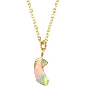 Gempires Natural Ethiopian Opal Crystal Pendant Necklace, Welo Opal Necklace, Fire Opal, Nugget Crystals, Healing Gifts for Her, Gem stone Jewelry, 18 inches 14k Gold Plated Adjustable Chain in Saudi Arabia
