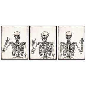 Funny Skeleton Wall Art - Halloween Wall Art & Decor - Gothic Home Decor - Goth Room Decor - Skull Wall Art - Pagan Gifts - Man cave Men Boys Bedroom Dorm - Witchy Pictures print Poster 8x10 UNFRAMED in Kuwait
