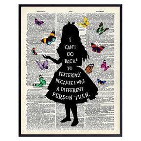 Alice in Wonderland Quote Art 11x14 - Funny Sayings Wall Decor - Alice in Wonderland Decor - Trendy Room Decor - Womens Bedroom Decor - Office Decoration - Inspirational Quotes - Lewis Carroll in Saudi Arabia