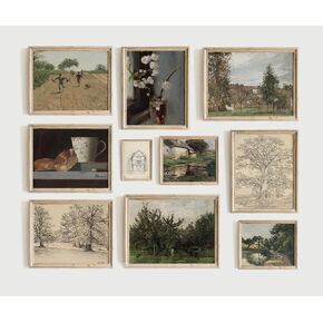 Vintage Landscape Wall Art - Spring Vintage Farmhouse Decor, French Country Artwork, French Country Farmhouse Decor, Cottagecore Wall Decor, Farmhouse Wall Prints Country Bathroom Set 10(UNFRAMED) in Kuwait