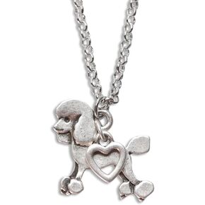 Afghan Dog Charm Necklace Hound Lover Gift, Silver Metal with Heart Pendant on a Chain, Ladies I Love Afgan