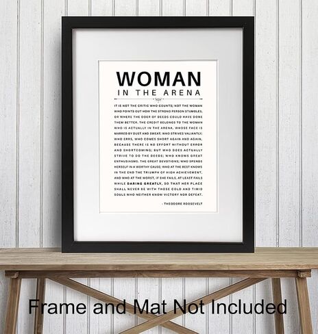 LARGE 11X14 - Man/Woman In the Arena - Teddy Roosevelt Poster - Positive Quotes - Motivational Inspirational Wall Art Decor - Uplifting Gift for Women, Feminist, Entrepreneur - Daring Greatly in Saudi Arabia