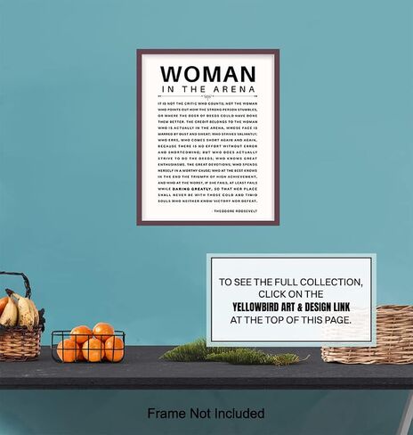 LARGE 11X14 - Man/Woman In the Arena - Teddy Roosevelt Poster - Positive Quotes - Motivational Inspirational Wall Art Decor - Uplifting Gift for Women, Feminist, Entrepreneur - Daring Greatly in Saudi Arabia