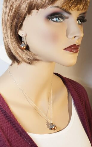 Dashe Designs أقراط بلوط مصنوعة يدويًا للنساء، لؤلؤ صناعي ملون نحاسي، أسلاك أذن من الفضة الإسترلينية in Saudi Arabia