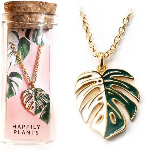 Variegated Monstera Albo, Thai Constellation Leaf Necklace, 18k Gold Monstera Albo Thai Constellation Earring Studs for Women, Men • Plant Gifts in Saudi Arabia