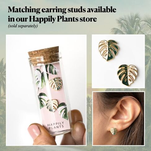 Variegated Monstera Albo, Thai Constellation Leaf Necklace, 18k Gold Monstera Albo Thai Constellation Earring Studs for Women, Men • Plant Gifts in Saudi Arabia