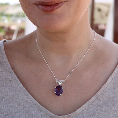 Echmeck مصنوع يدويًا من الفضة الإسترليني 925 بيضاوي أسود ورمادي هيماتيت 15 × 20 مم حجر صغير قلادة سلسلة 18 + 2 بوصة in Kuwait