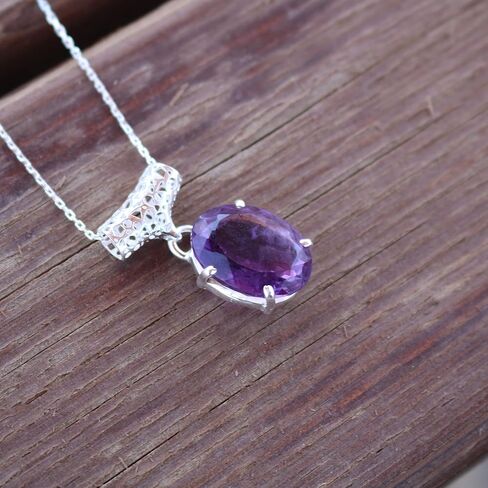 Echmeck مصنوع يدويًا من الفضة الإسترليني 925 بيضاوي أسود ورمادي هيماتيت 15 × 20 مم حجر صغير قلادة سلسلة 18 + 2 بوصة in Kuwait