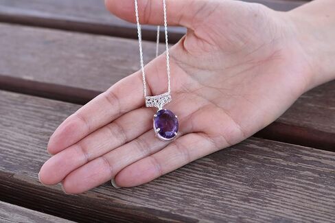 Echmeck مصنوع يدويًا من الفضة الإسترليني 925 بيضاوي أسود ورمادي هيماتيت 15 × 20 مم حجر صغير قلادة سلسلة 18 + 2 بوصة in Kuwait