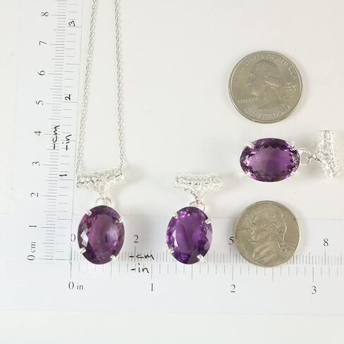 Echmeck مصنوع يدويًا من الفضة الإسترليني 925 بيضاوي أسود ورمادي هيماتيت 15 × 20 مم حجر صغير قلادة سلسلة 18 + 2 بوصة in Kuwait