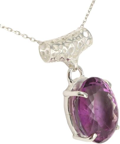 Echmeck مصنوع يدويًا من الفضة الإسترليني 925 بيضاوي أسود ورمادي هيماتيت 15 × 20 مم حجر صغير قلادة سلسلة 18 + 2 بوصة in Kuwait