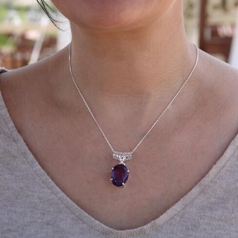 Echmeck مصنوع يدويًا من الفضة الإسترليني 925 بيضاوي أسود ورمادي هيماتيت 15 × 20 مم حجر صغير قلادة سلسلة 18 + 2 بوصة in Kuwait