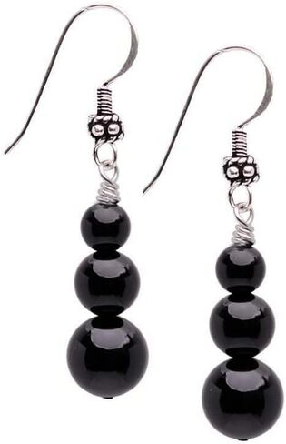 Handmade Women's Natural Gemstone Triple Beads and Sterling Silver Dangle Drop Earrings | Gemstone Beaded Dangle Earrings Gift Ideas for Women, Girls (Amethyst) in Saudi Arabia