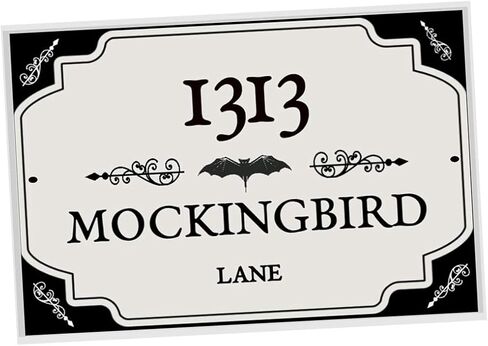 1313 Mockingbird Lane Sign Rustic Metal Print Mockingbird Ln Halloween Decoration Sign 8"x12" Goth Art (8"x12") in Saudi Arabia