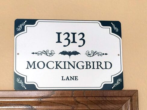1313 Mockingbird Lane Sign Rustic Metal Print Mockingbird Ln Halloween Decoration Sign 8"x12" Goth Art (8"x12") in Saudi Arabia