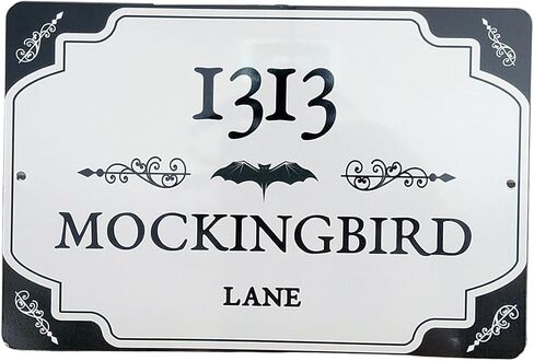 1313 Mockingbird Lane Sign Rustic Metal Print Mockingbird Ln Halloween Decoration Sign 8"x12" Goth Art (8"x12") in Saudi Arabia