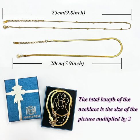 Gold Necklace For Women 2 Pcs Dainty 14k Gold Necklace Gold Layered Necklaces For Women Beaded Gold Necklace Suitable For Valentine's Day, Christmas, Best Gift For Daughter, Girlfriend, Mom in Kuwait