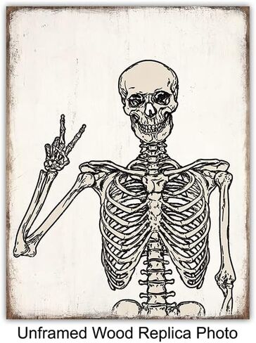 Funny Skeleton Wall Art - Halloween Wall Art & Decor - Gothic Home Decor - Goth Room Decor - Skull Wall Art - Pagan Gifts - Man cave Men Boys Bedroom Dorm - Witchy Pictures print Poster 8x10 UNFRAMED in Saudi Arabia
