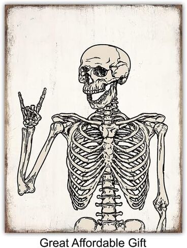 Funny Skeleton Wall Art - Halloween Wall Art & Decor - Gothic Home Decor - Goth Room Decor - Skull Wall Art - Pagan Gifts - Man cave Men Boys Bedroom Dorm - Witchy Pictures print Poster 8x10 UNFRAMED in Saudi Arabia
