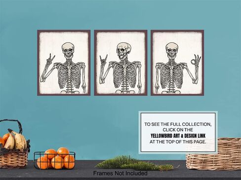 Funny Skeleton Wall Art - Halloween Wall Art & Decor - Gothic Home Decor - Goth Room Decor - Skull Wall Art - Pagan Gifts - Man cave Men Boys Bedroom Dorm - Witchy Pictures print Poster 8x10 UNFRAMED in Saudi Arabia