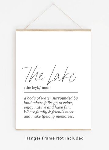 The Lake Definition Word Wall Art Print. 11x14 UNFRAMED Black and White Minimalist, Dictionary-Style Quote Typography Decor for Lake House, Cabin, Cottage. in Kuwait