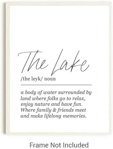 The Lake Definition Word Wall Art Print. 11x14 UNFRAMED Black and White Minimalist, Dictionary-Style Quote Typography Decor for Lake House, Cabin, Cottage. in Kuwait