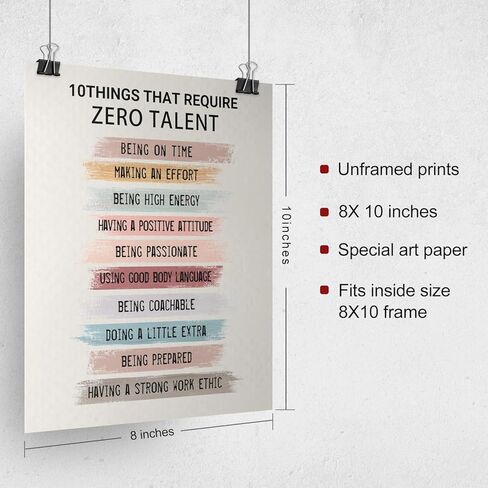 10 Things That Require Zero Talent, Boho Office Decor, Inspirational Wall Decor, Motivational Wall Decor, Home Office Decor, Boho Wall Decor for Bedroom,Kitchen, Living Room, Bathroom, 8x10"Unframed in Kuwait