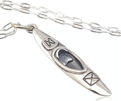 Sterling Silver Kayak Charm Necklace, 18" in Saudi Arabia