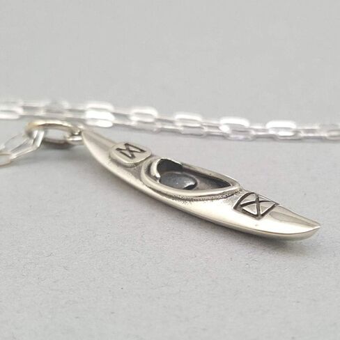 Sterling Silver Kayak Charm Necklace, 18" in Saudi Arabia