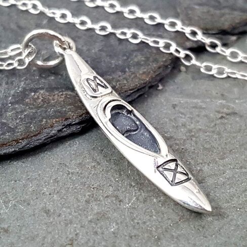 Sterling Silver Kayak Charm Necklace, 18" in Saudi Arabia
