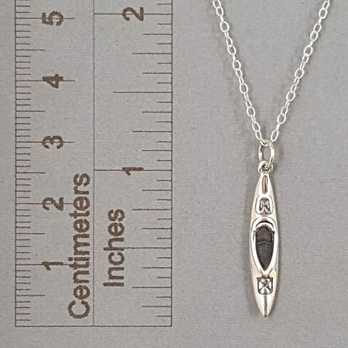 Sterling Silver Kayak Charm Necklace, 18" in Saudi Arabia