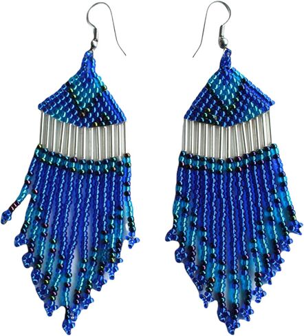 أقراط رويال - أزرق | بقلم Woza Moya (تعال يا روح التغيير) | مصنوع يدويًا بواسطة الحرفيين في مركز هيلكريست للإيدز في جنوب أفريقيا in Kuwait