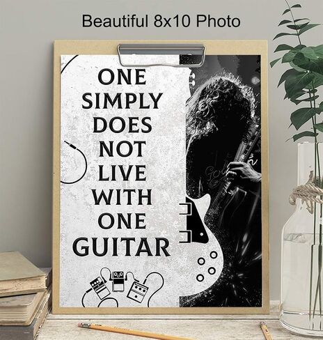 Guitar Wall Art Decor - Unique Gift for Men, Teens, Musicians, Electric, Acoustic or Bass Players, Music Fans, Guitarists - Home Decor for Living Room, Bedroom, Studio - 8x10 UNFRAMED Poster Print in Saudi Arabia