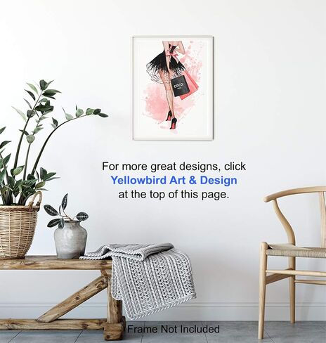 Glam Fashion Wall Art & Decor - صورة حائط Glamour Woman - تصميم عصري للغاية - ديكور حائط مصمم أزياء - طباعة ملصق لتزيين الحائط باللون الوردي - هدايا فاخرة للنساء والمراهقين والفتيات - تصميم الأزياء in Saudi Arabia