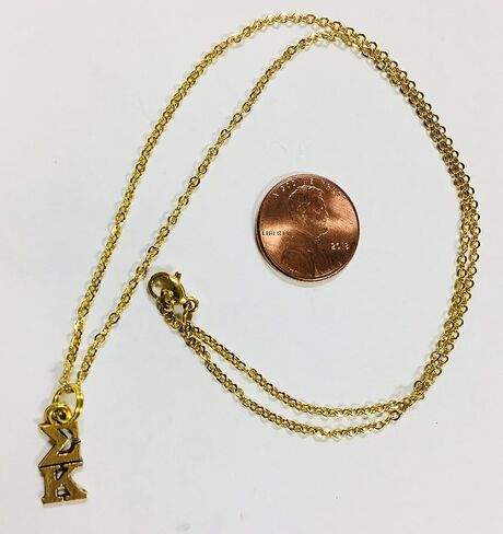 Gold Sigma Kappa SK/EK Sorority Lavaliere Necklace, 18 inch chain in Saudi Arabia