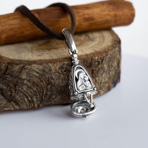 925 Sterling Silver Christian Necklace for Women - Virgin Mary and Jesus Pendant Necklace - Open Filigree Prayer Box Locket Charm - Unique Handmade Religious Jewelry - Mother's Day Gifts in Saudi Arabia