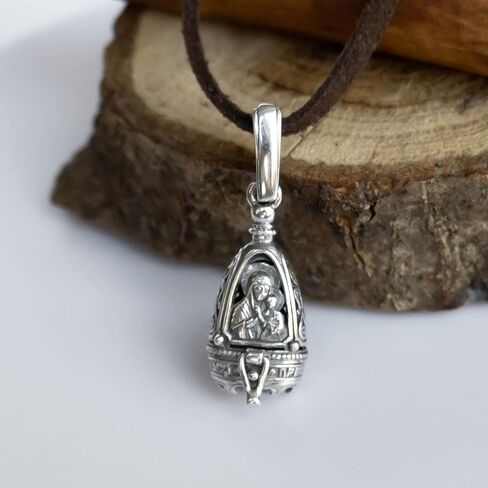 925 Sterling Silver Christian Necklace for Women - Virgin Mary and Jesus Pendant Necklace - Open Filigree Prayer Box Locket Charm - Unique Handmade Religious Jewelry - Mother's Day Gifts in Saudi Arabia