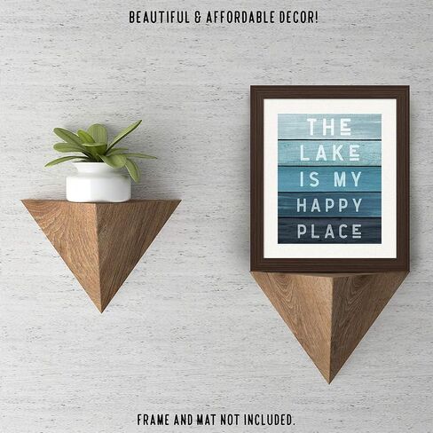 Farmhouse Style Lake Happy Place Prints, 1 (8x10) Unframed Photos, Wall Art Decor Gifts Under 15 for Home Office Man Cave Kitchen Bathroom House Cabin Lodge Nature Earth Outdoors Life Boating Fan in Saudi Arabia
