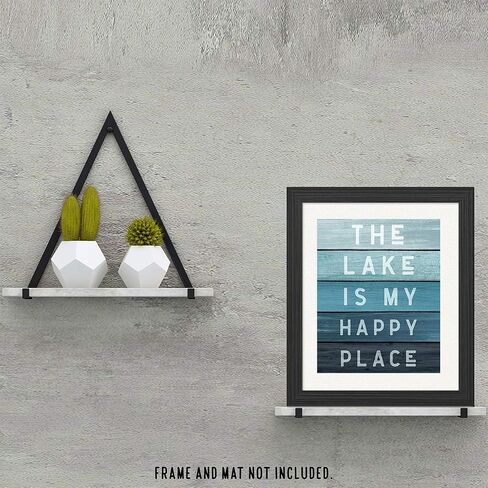 Farmhouse Style Lake Happy Place Prints, 1 (8x10) Unframed Photos, Wall Art Decor Gifts Under 15 for Home Office Man Cave Kitchen Bathroom House Cabin Lodge Nature Earth Outdoors Life Boating Fan in Saudi Arabia